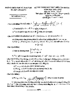 Đề học sinh giỏi Toán 9 năm 2021 – 2022 phòng GD&ĐT Chi Lăng – Lạng Sơn