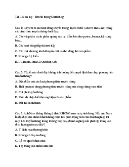 Trắc nghiệm ôn tập Truyền thông Marketing | Đại học Khoa học và Công nghệ Hà Nội