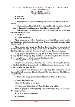 Giáo án KHTN 7 kết nối tri thức bài 41: Một số yếu tố ảnh hưởng và điều hòa
