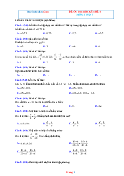 Đề ôn thi học kì 1 toán lớp 7 chân trời sáng tạo - đề 4 (có đáp án)