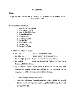 Tiểu luận: Hoạch định chiến lược tại công ty cổ phần Hưng Vượng Giai giai đoạn 2020-2025