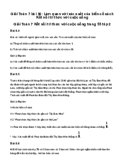 Giải Toán 7 Bài 30: Làm quen với xác suất của biến cố | Kết nối tri thức