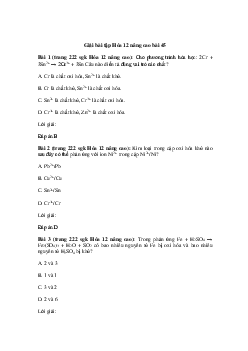 Hóa học 12 - Luyện tập: Tính chất của crom, sắt và những hợp chất của chúng