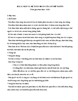 Giáo án Khoa học tự nhiên 8 Bài 33: Máu và hệ tuần hoàn của cơ thể người | Kết nối tri thức