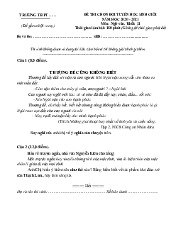 Đề thi HSG Ngữ Văn 11 cấp Trường năm học 2020-2021 (có đáp án)