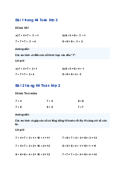 Giải SGK Toán lớp 2 bài 12: 7 cộng với một số, 6 cộng với một số | Chân trời sáng tạo
