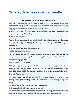 Viết hướng dẫn sử dụng một đồ dùng quen thuộc với em | Tập làm văn 4