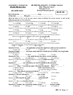 Đề kiểm tra học kì II môn Tiếng Anh lớp 12 năm học 2010 - 2011 (Sở GD và ĐT Đà Nẵng)