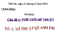 Giáo án điện tử Mĩ thuật 1 bài 1 Chân trời sáng tạo : Mĩ thuật quanh em