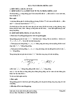 Phân loại và phương pháp giải bài tập vectơ trong không gian, quan hệ vuông góc