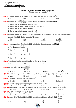 Đề thi HK1 Toán 12 năm học 2016 – 2017 trường Trần Đại Nghĩa – TP.HCM