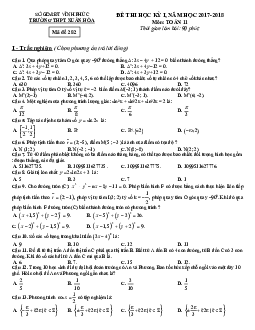 Đề thi HK1 Toán 11 năm học 2017 – 2018 trường THPT Xuân Hòa – Vĩnh Phúc