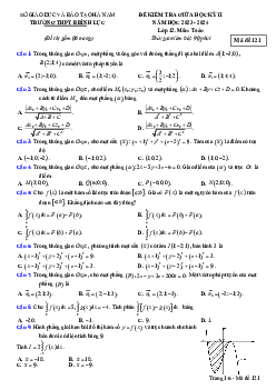 Đề giữa học kỳ 2 Toán 12 năm 2023 – 2024 trường THPT B Bình Lục – Hà Nam