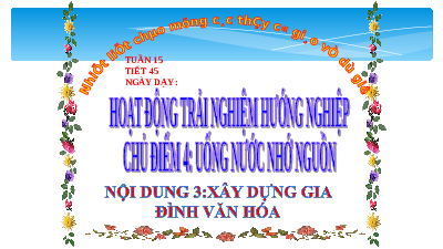 Giáo án điện tử Hoạt động trải nghiệm 7 Chủ đề 4 Cánh diều: Xây dựng gia đình văn hóa