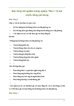 Giải Hoạt động trải nghiệm 7: Tự hào truyền thống quê hương | Kết nối tri thức