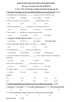 Đề thi tuyển sinh vào lớp 10 môn Tiếng Anh năm học 2015 Hồ Chí Minh