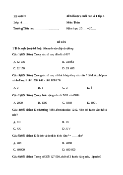Đề thi cuối học kì 1 lớp 4 môn Toán Chân trời sáng tạo - Đề số 6