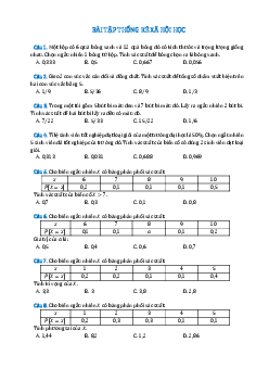Câu hỏi trắc nghiệm ôn tập Thống kê xã hội học chương 4