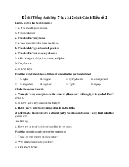 Đề thi Tiếng Anh lớp 7 học kì 2 sách Explore English - số 2