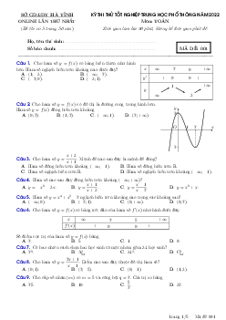Đề thi thử TN THPT 2022 – 2023 môn Toán sở GD&ĐT Hà Tĩnh (online lần 1)