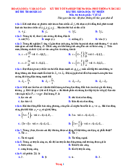 Đề minh họa (tham khảo) môn Lý 2022 Bộ GD&ĐT (có đáp án)