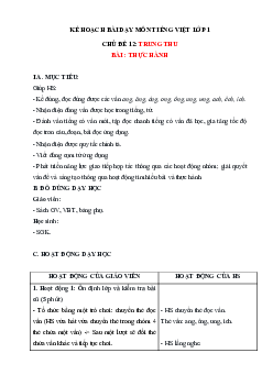 Chủ đề 12: Trung thu | Bài 7 | Giáo án Tiếng Việt 1 bộ sách Chân trời sáng tạo