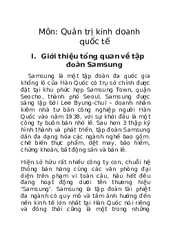 Báo cáo chiến lược kinh doanh quốc tế của Samsung | Trường Cao Đẳng Kinh Tế Công Nghệ Hà Nội
