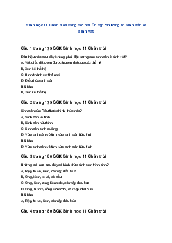 Sinh học 11 Chân trời sáng tạo bài Ôn tập chương 4: Sinh sản ở sinh vật