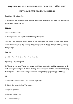 Tiếng Anh lớp 6 unit 6 Skills 1