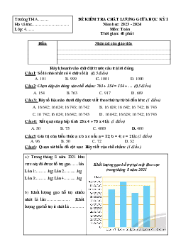 Đề thi giữa học kì 1 môn Toán 4 năm 2023 - 2024 sách Chân trời sáng tạo | Đề 1