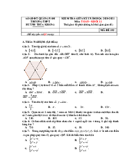 Đề thi giữa HK1 Toán 11 năm 2020 – 2021 trường THPT Huỳnh Thúc Kháng – Quảng Nam