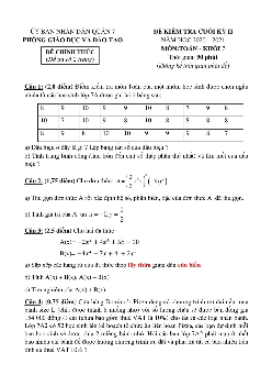 Đề thi cuối kỳ 2 Toán 7 năm 2020 – 2021 phòng GD&ĐT quận 7 – TP HCM