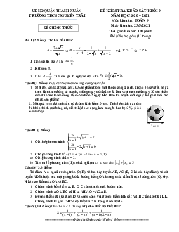Đề khảo sát Toán 9 năm 2020 – 2021 trường THCS Nguyễn Trãi – Hà Nội