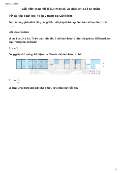Vở bài tập Toán lớp 4 Bài 61: Phân số và phép chia số tự nhiên Chân trời sáng tạo