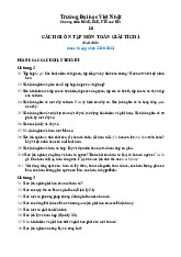 Câu hỏi ôn tập Toán Giải Tích 1 - 2023 (Môn Math) | Đại học Lâm nghiệp