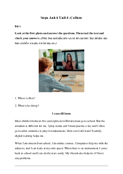 Giải Tiếng Anh 6 Unit 4: Culture - Friends Plus