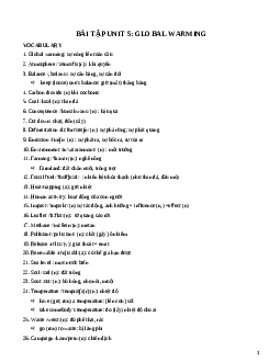 Giải Bài tập tiếng Anh 11 Unit 5: Global warming