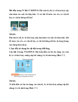 Giải Khoa học tự nhiên 8 bài 17: Lực đẩy Archimedes | Kết nối tri thức