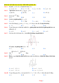 Đề luyện thi tốt nghiệp 2023 môn Toán phát triển từ đề minh họa (có lời giải)-Đề 11