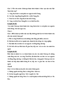Trắc nghiệm Bài 13. Văn minh Chăm – Pa, văn minh Phù Nam | SBT Lịch sử 10 Cánh Diều