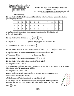 Đề thi học kì 2 Toán 7 năm 2019 – 2020 trường THCS Bình Tây – TP HCM