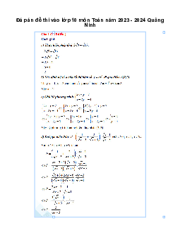 Đề thi vào 10 môn Toán năm 2023 - 2024 sở GD&ĐT Quảng Ninh