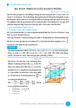 Bài toán tính góc giữa hai mặt phẳng Toán 12