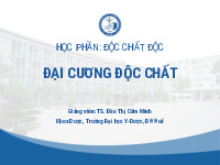 Bài giảng về Đại cương Độc chất học | Trường Đại học Y dược - Đại học Huế