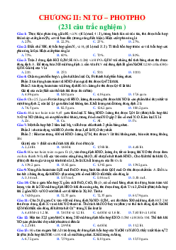 TOP 230 câu trắc nghiệm nitơ photpho ( có đáp án )