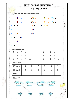 Phiếu bài tập cuối tuần lớp 2 môn Toán Kết nối tri thức - Tuần 5