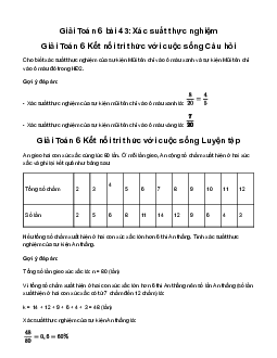 Giải Toán 6 Bài 43: Xác suất thực nghiệm | Kết nối tri thức