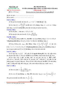 Đề tham khảo đánh giá tuyển sinh Đại học Công An Nhân Dân năm 2022 môn Toán