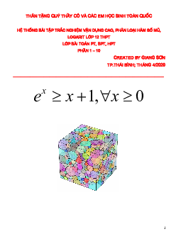 Hệ thống bài tập trắc nghiệm vận dụng cao, phân loại hàm số mũ, logarit