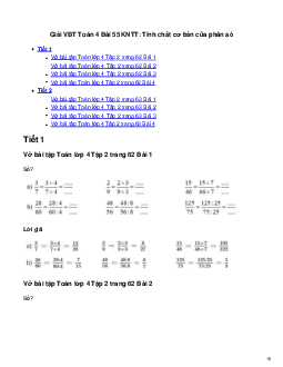 Vở bài tập Toán lớp 4 Bài 55: Tính chất cơ bản của phân số Kết nối tri thức